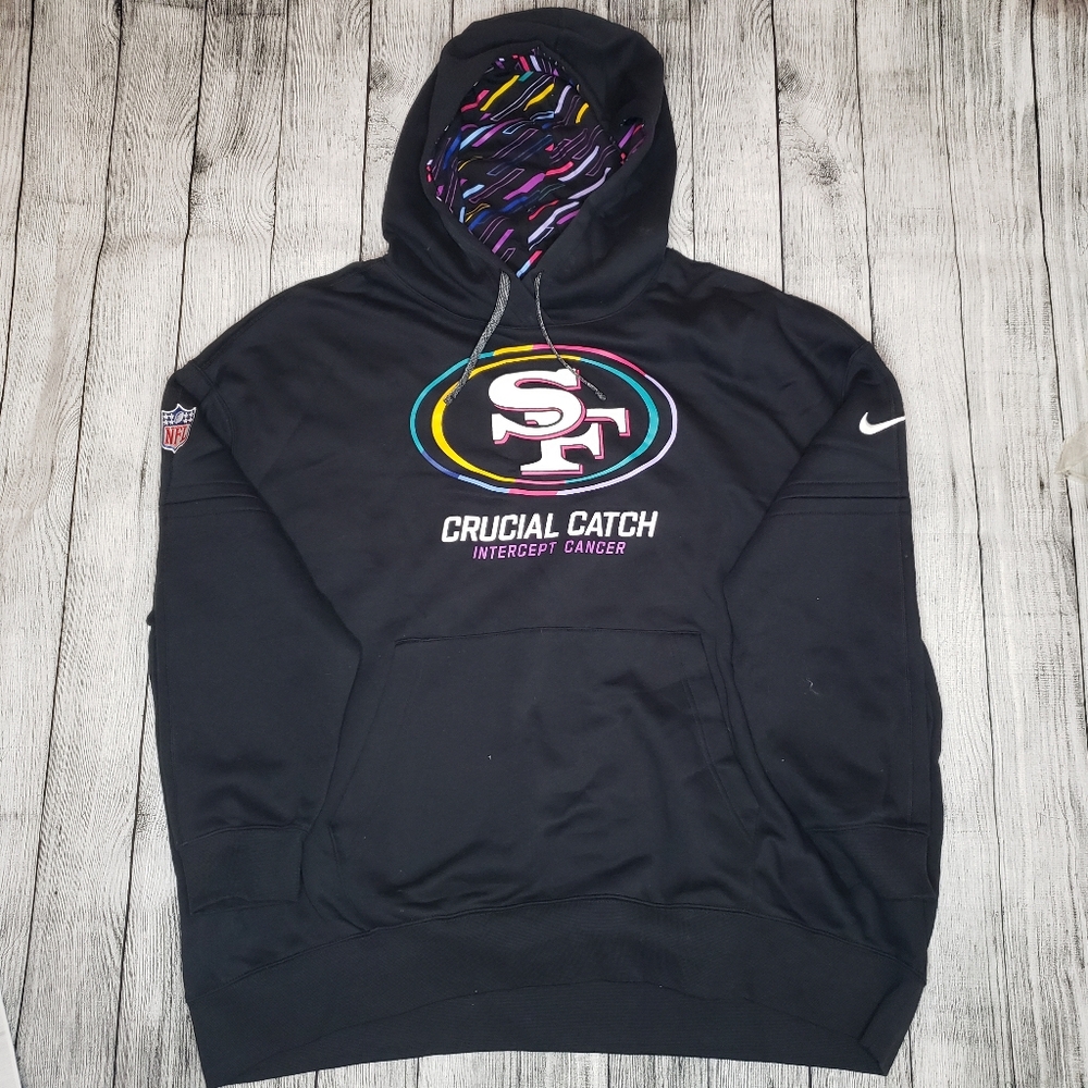 San Francisco 49ers Crucial Catch Black Breast Cancer Awareness Hoodie